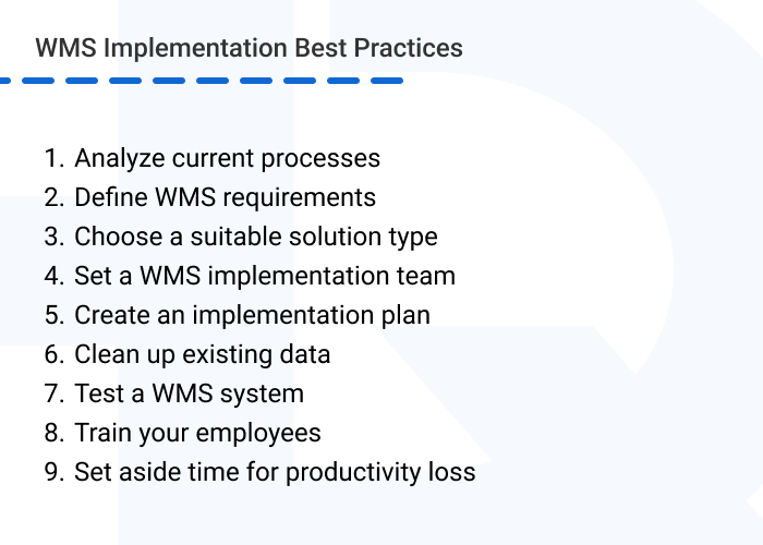 List of WMS implementation best practices min - 10 Best Practices to Set Up a Warehouse Management System