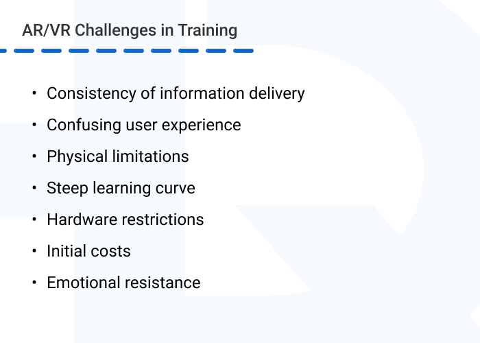 Challenges of virtual reality training list - Common Challenges of AR and VR in Training