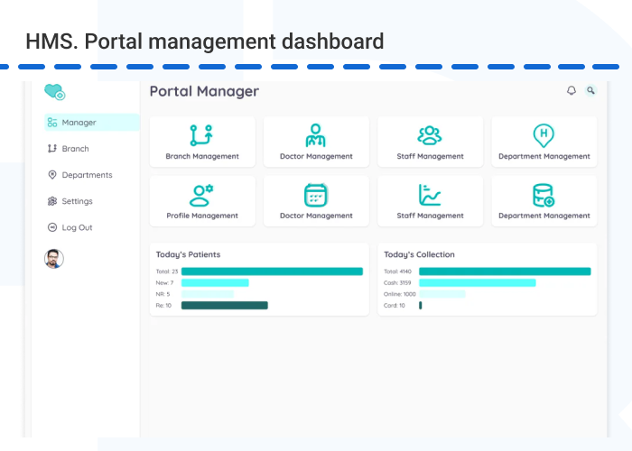 Pic 2. HMS. Portal management dashboard - Healthcare Data Analytics: Uncovering Insights and Patterns
